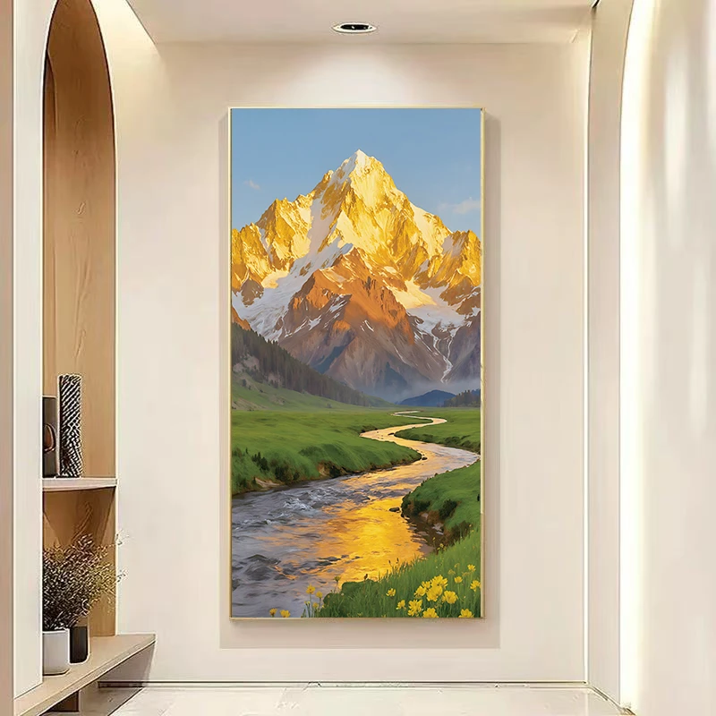 金銮聚福金山砂岩肌理画玄关现代装饰挂画轻奢潮流寓意好