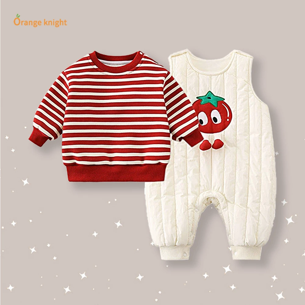 儿童套装冬季装新款宝宝婴幼儿周岁满月居家可爱时尚加厚款两件套