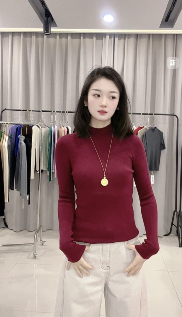 【薇薇】半高领可机洗新澳纱线【100%精纺】无缝一体女8635