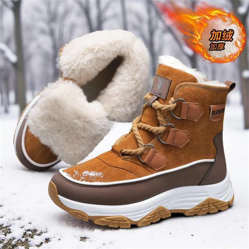 PLAYBOY/花花公子新款雪地靴男加厚保暖高帮男鞋冬季加绒男士棉鞋