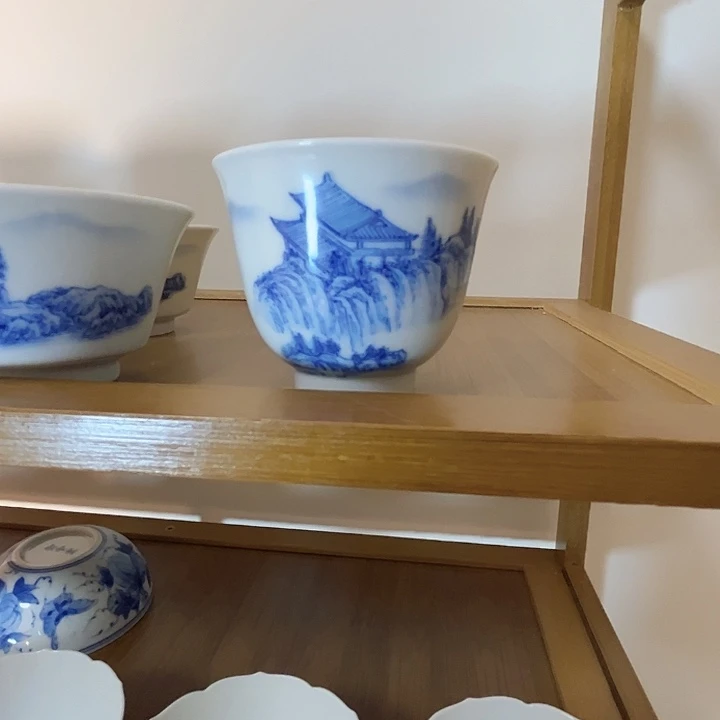 景德镇仿清山水铃铛杯