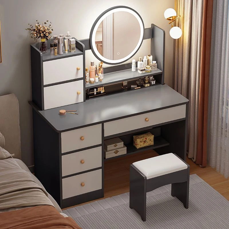 梳妆台卧室简约现代小型收纳柜一体小户型网红ins风化妆桌化妆台
