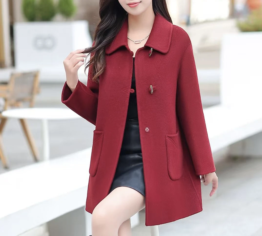 春季新款小中长妈妈外套