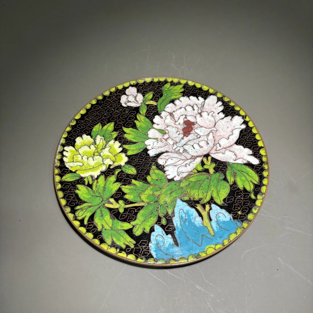 HZ88471铜胎掐丝珐琅花卉赏盘-朵云轩