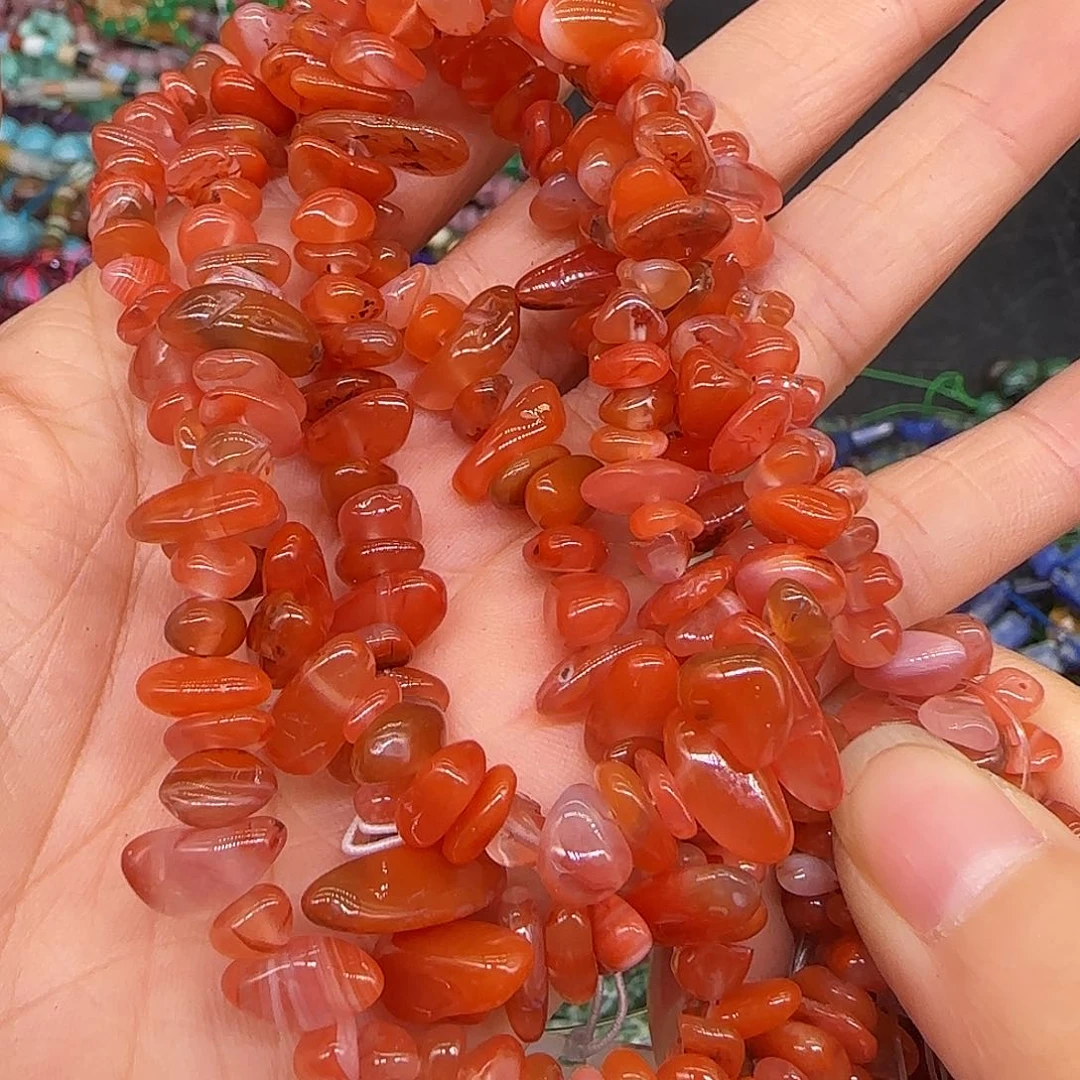 玛瑙/玉髓合金珠宝半成品南红6-8mm加长一条