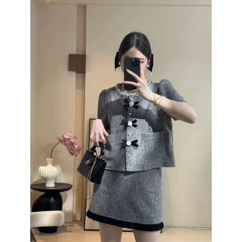 JYC少女祈祷小香风名媛气质衬衣女半身裙两件套港风 套装夏装