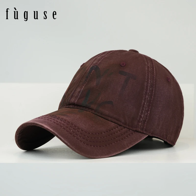 复古做旧涂鸦显脸小棒球帽子女春夏韩版大头围街头软顶鸭舌帽男潮