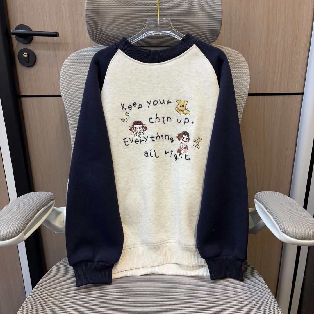 冬款毛线字母不二小女孩加绒女童卫衣 F211 211 K