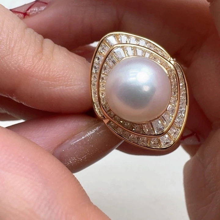 海水珍珠戒指银S925镶嵌