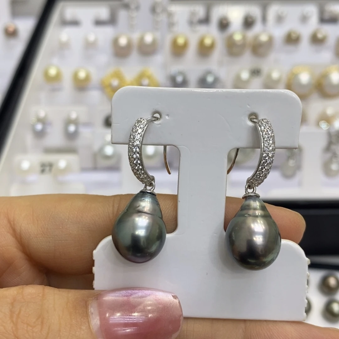 银S925镶嵌耳饰海水珍珠