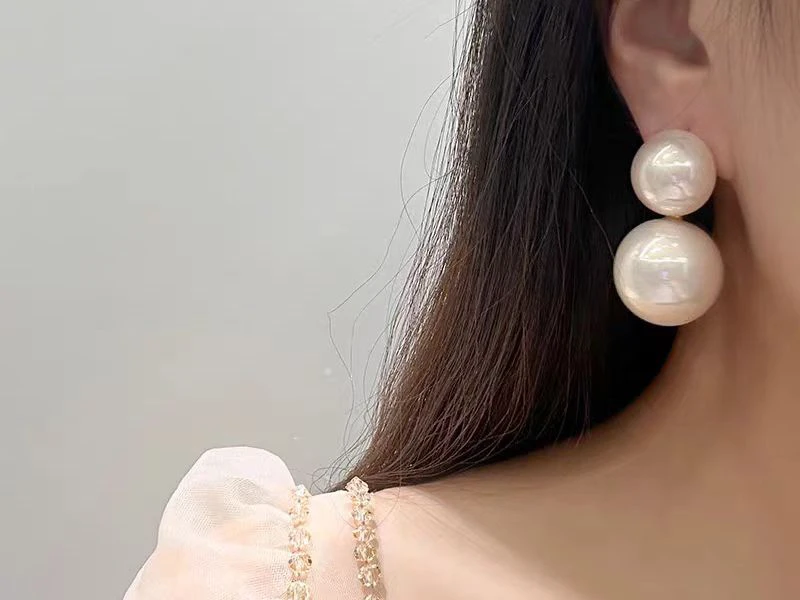 合金仿珍珠耳饰 大小珍珠洋气款耳钉轻奢小众款