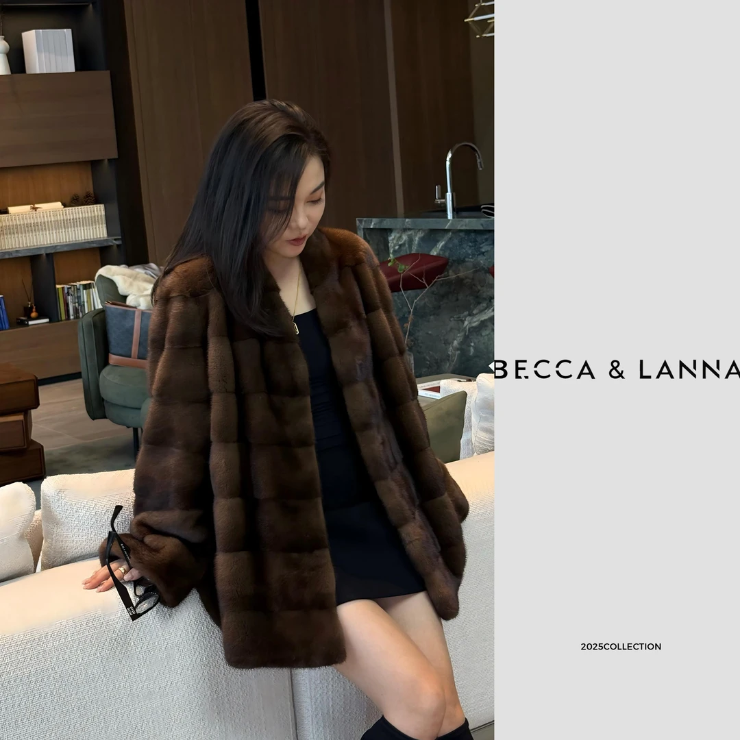 貂蝉夫人D0285硬货哥海宁皮草气质进口横排V领水貂整貂皮草外套女
