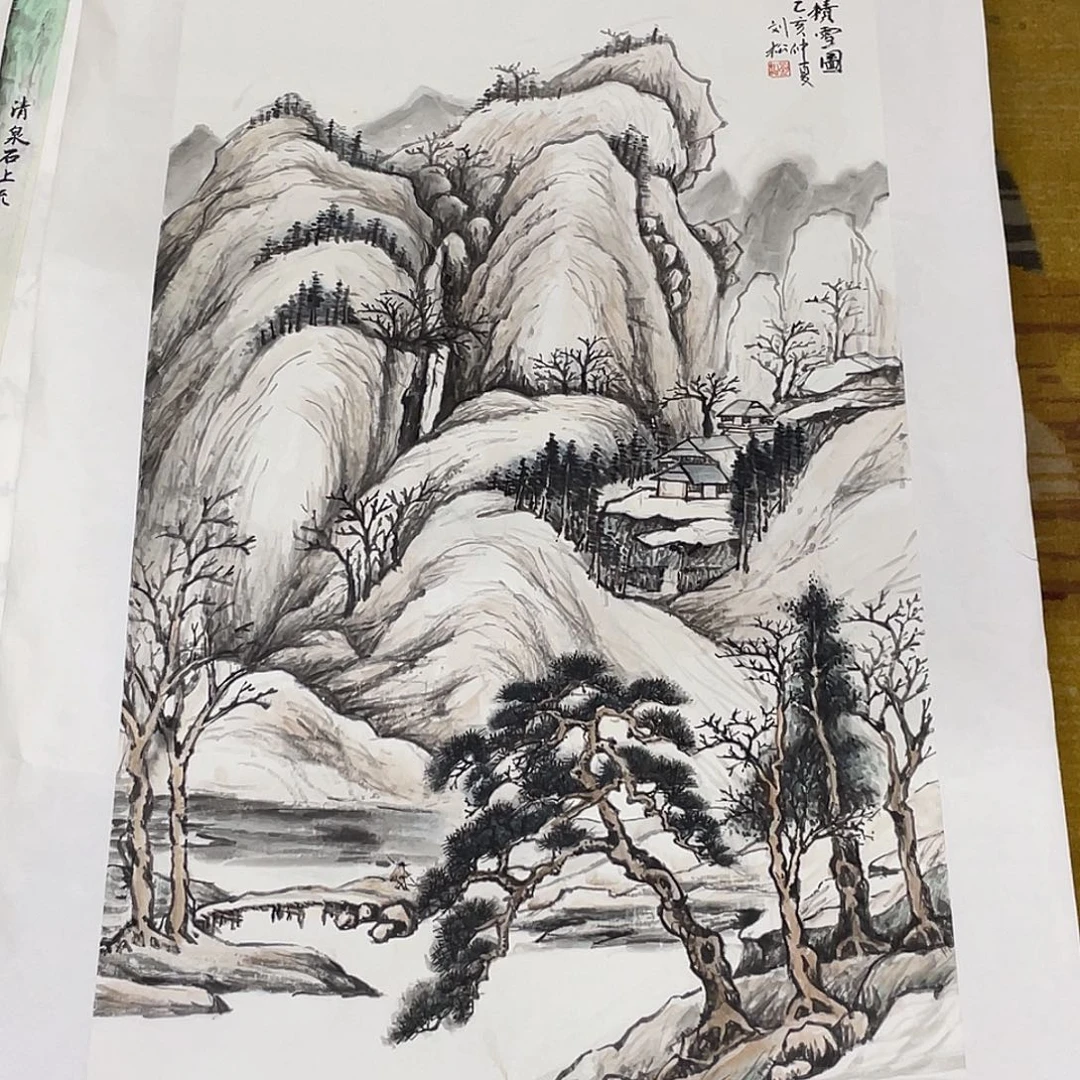 国画飞**流绘画作品三尺66666666刘松