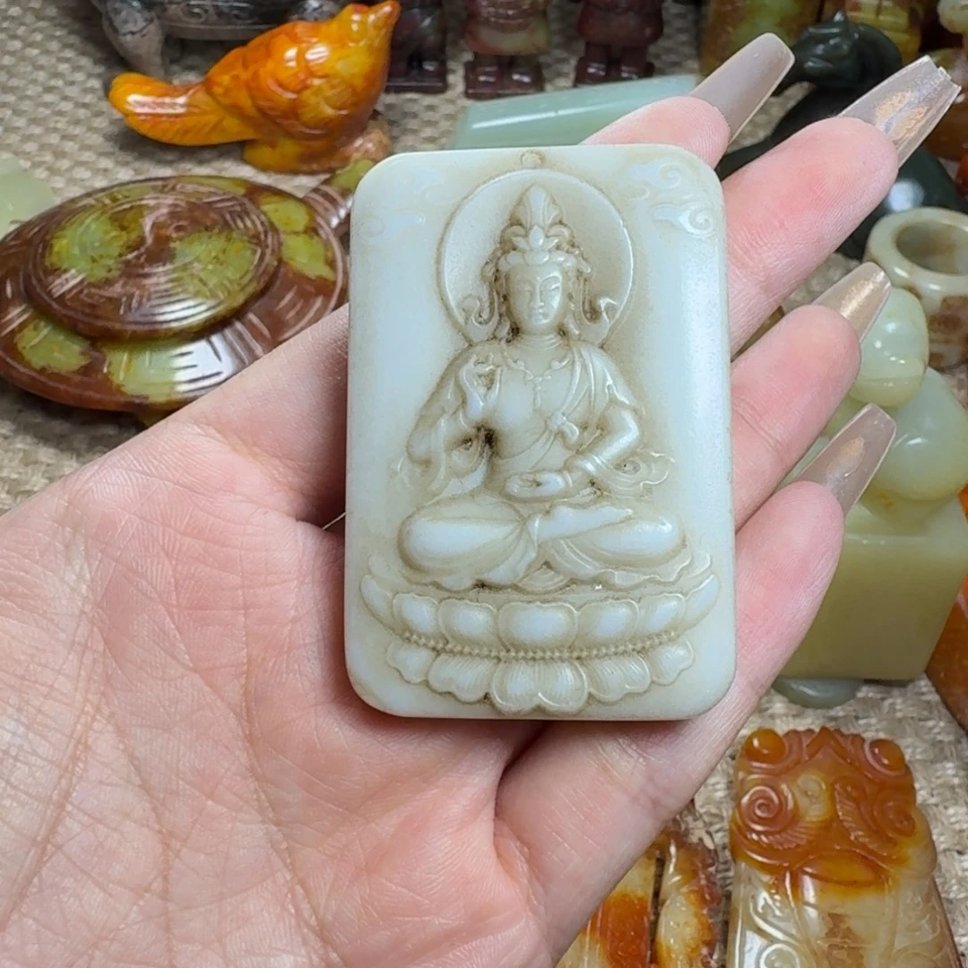 砸***圾吊坠白玉菩提挂件