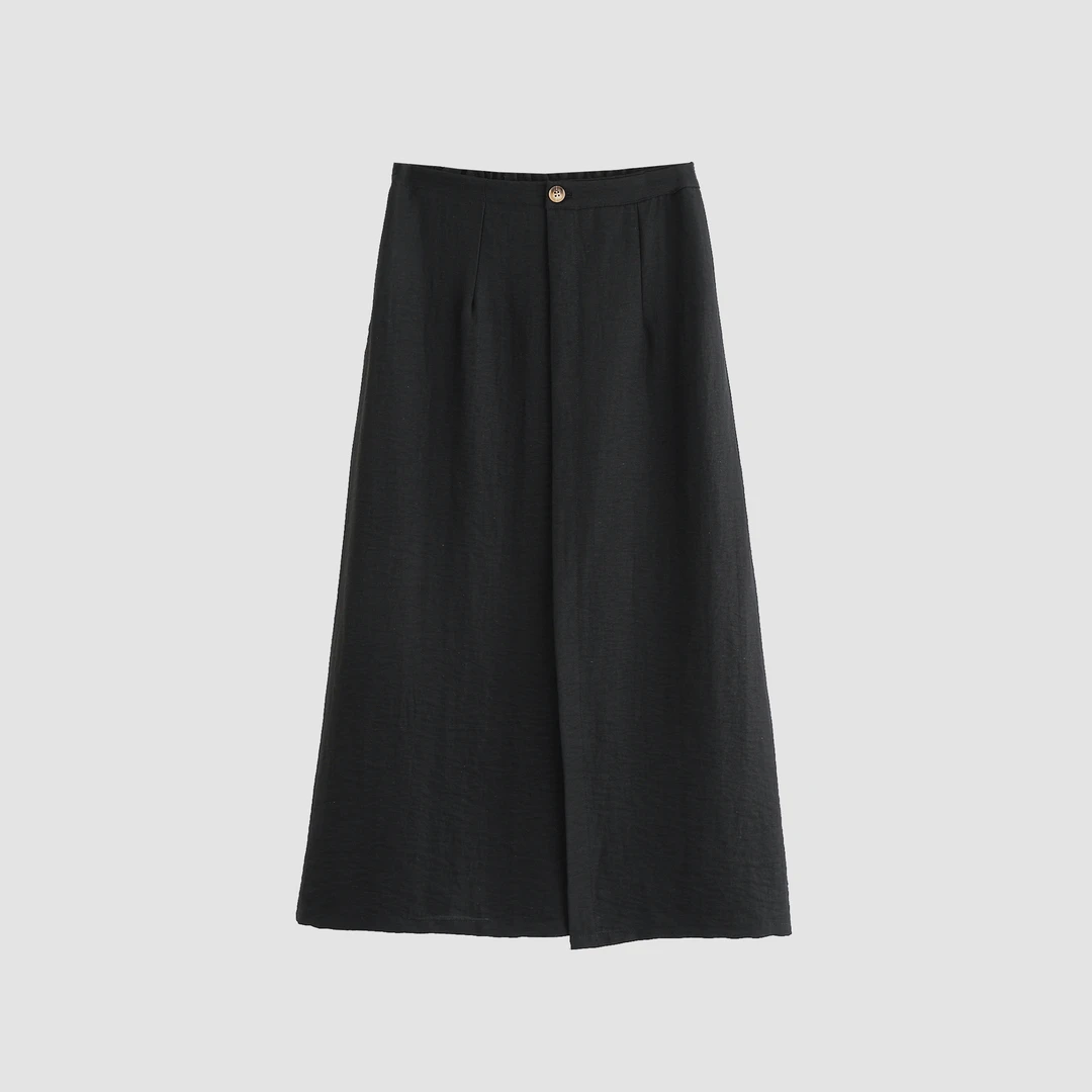 2025夏季新款气质素雅纯色简约天丝亚麻轻薄透气显瘦半身裙