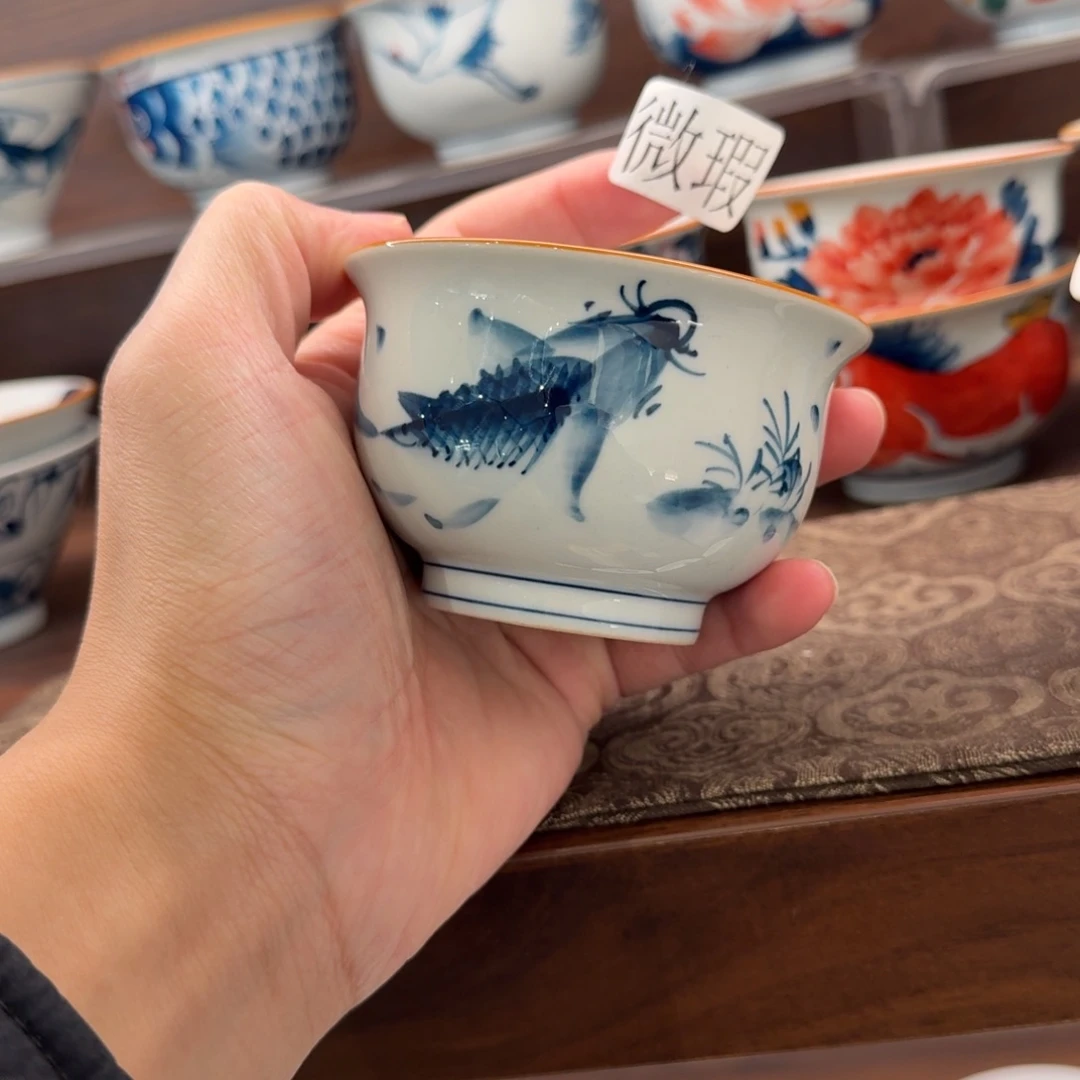 釉下手绘茶具微瑕