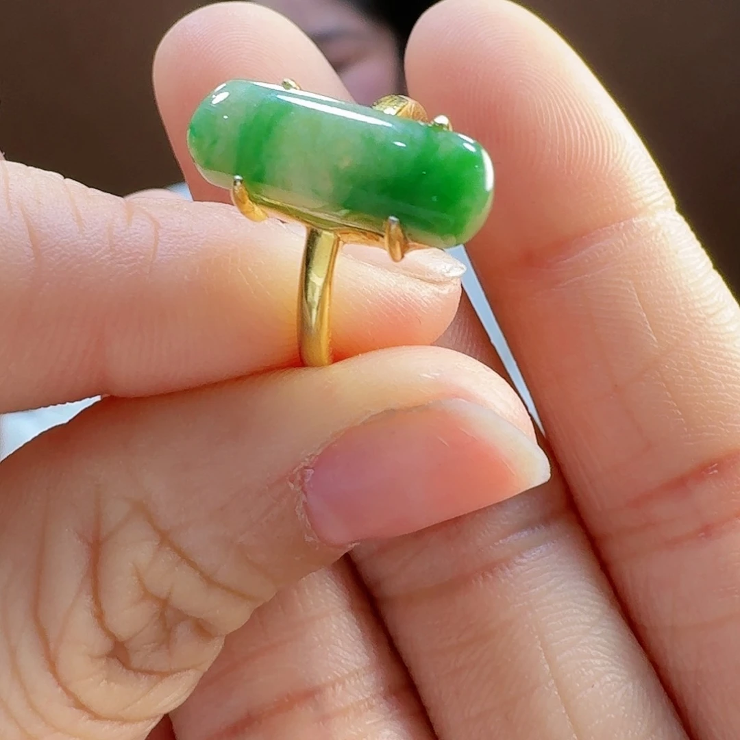 翡翠戒指银S925镶嵌戒指