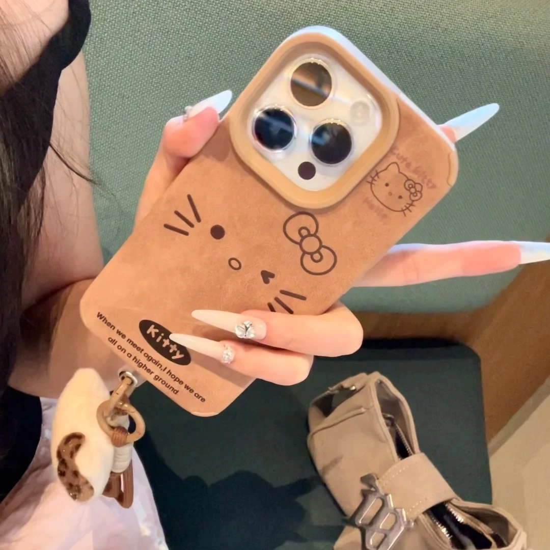 展巢复古kitty表情适用苹果16/17华为手机壳vivooppo小米15秋冬