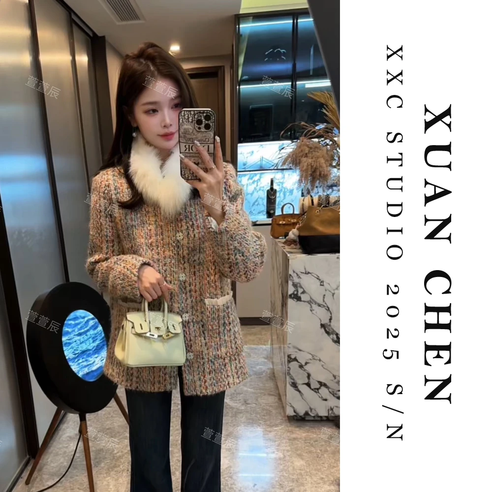 【花间故事】秋冬轻奢洋气外套女法式轻奢中长款女士冬款外套#9336