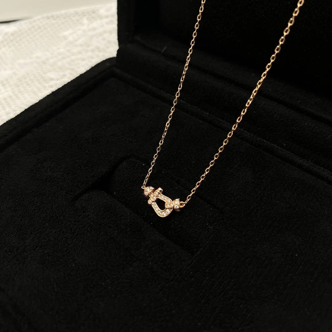 链子925银合成锆石 经典锁扣项链白色时尚简约时尚N0634