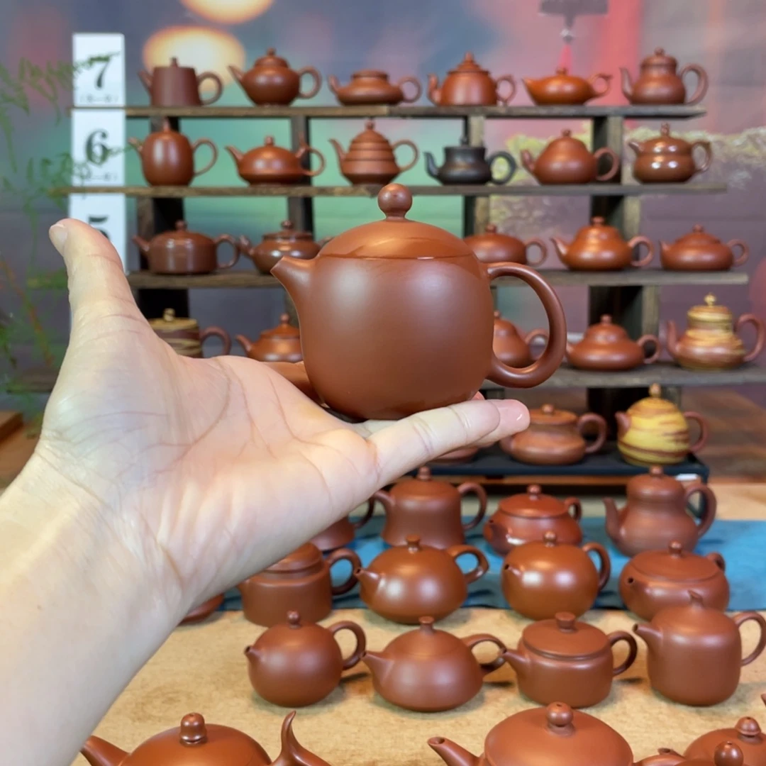 茶壶紫砂冷***?潮州手工手拉朱泥龙蛋壶