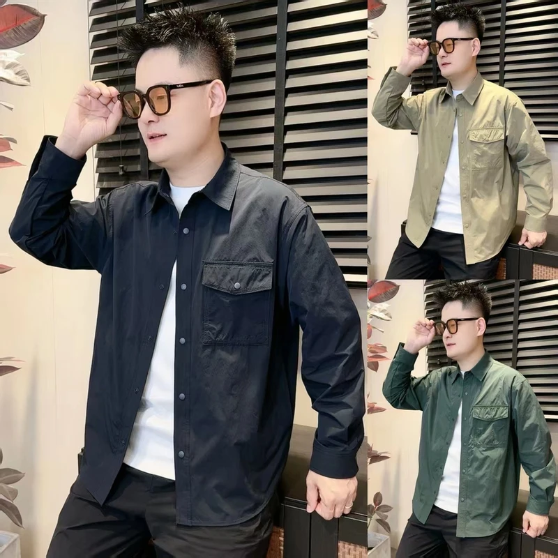 春夏新款男时尚翻领衬衫外套百搭潮流情侣款长袖休闲韩版纯色衬衣