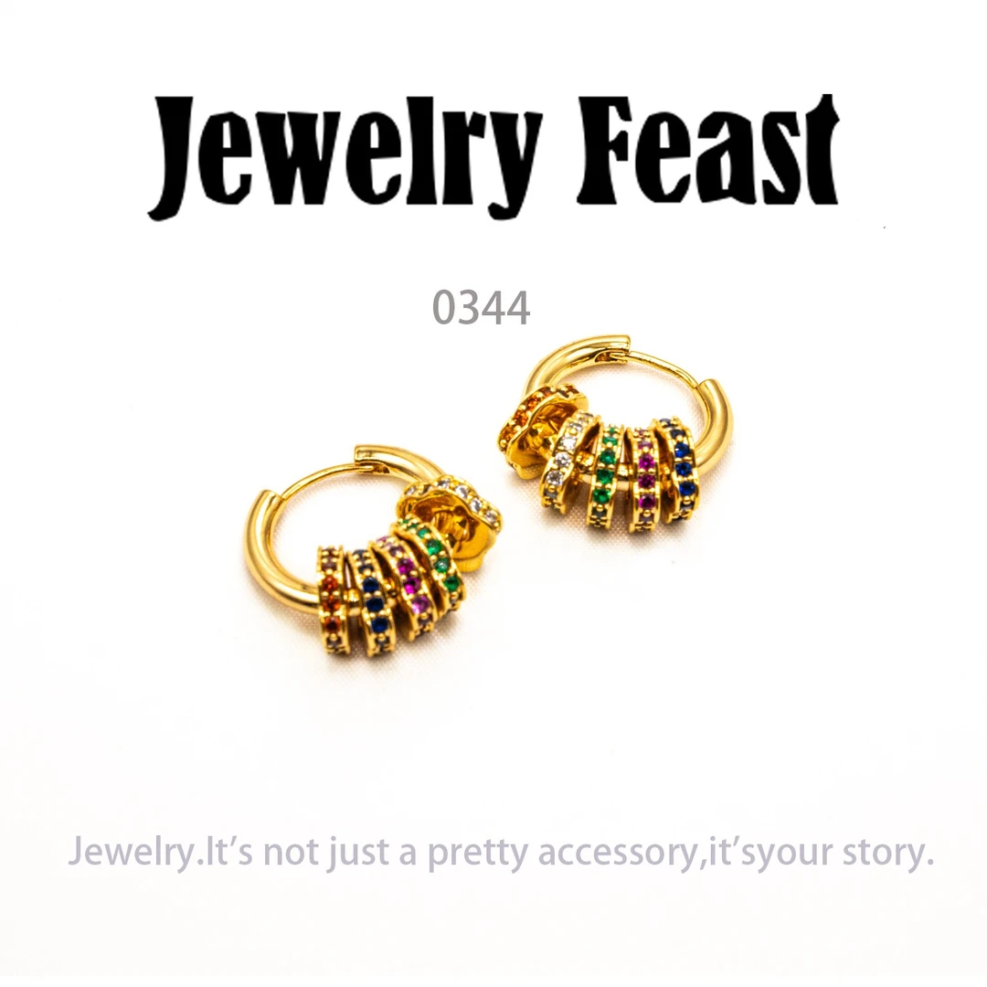 铜合金耳饰 JF简约镶嵌个性气质耳环小众设计高级感耳饰～0344