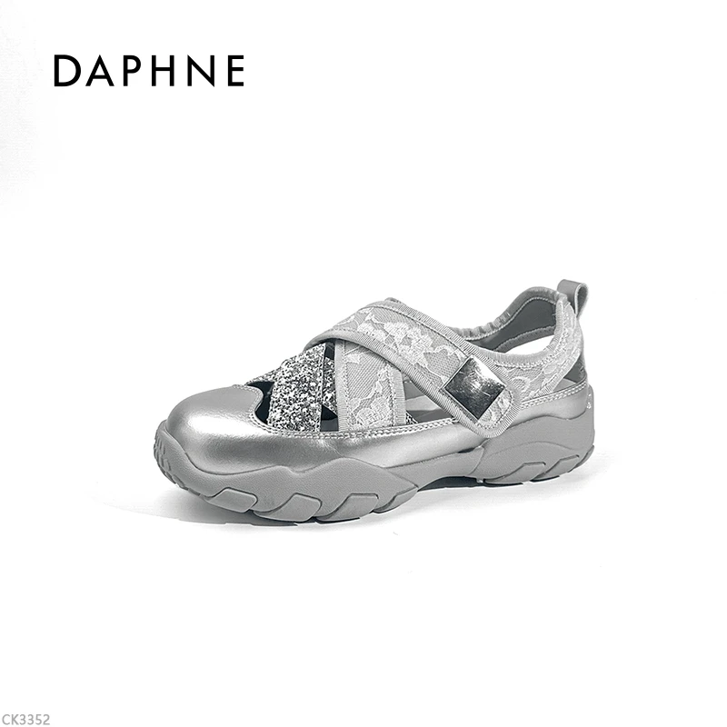 达芙妮夏季新款增高水钻厚底透气镂空时尚休闲鞋女鞋鞋舒适ML