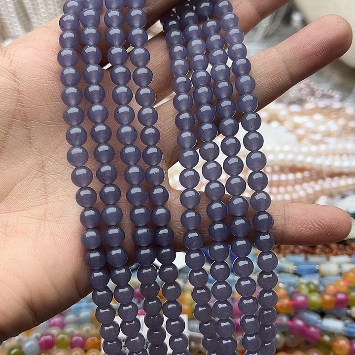 玛瑙/玉髓未镶嵌珠宝半成品一条6mm左右烟紫