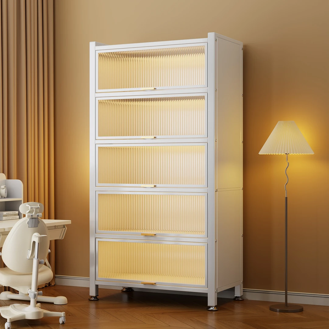 钢制书柜置物柜带门防尘儿童书架家用多层展示储物收纳柜杂物柜子