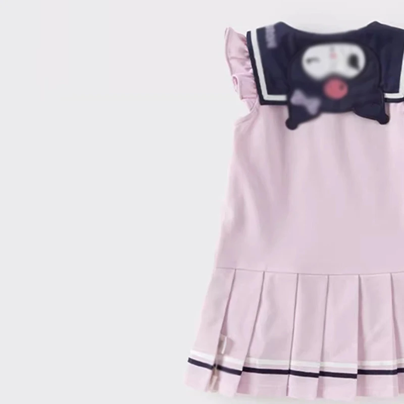 B5282女童连衣裙夏装25新款洋气宝宝海军领卡通连衣裙儿童POLO衫