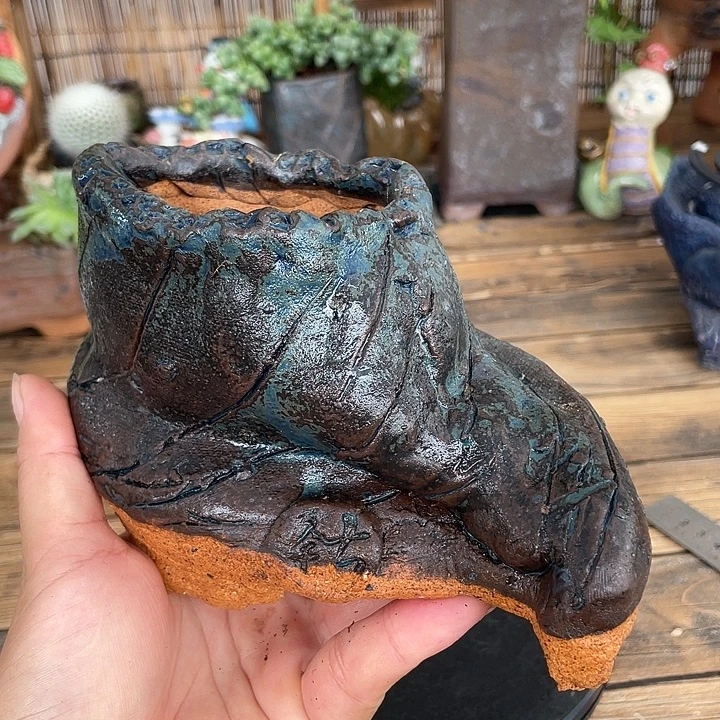 手工粗陶透气高温花盆