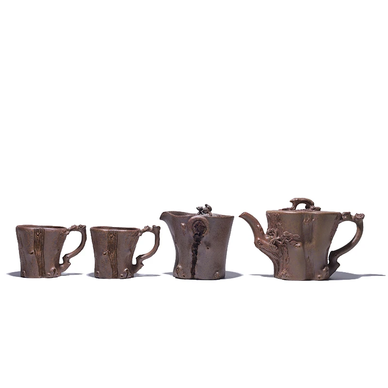 大吉羊柴烧 宜兴手工壶 本山绿泥松风有韵套组款四220ml李孟华