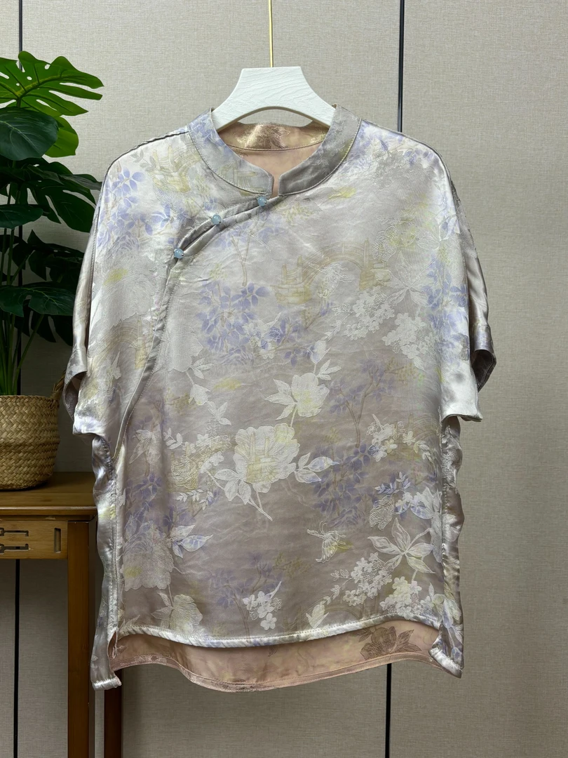 【桥影涴纱】重磅中国风复古盘扣宽松上衣小衫女181