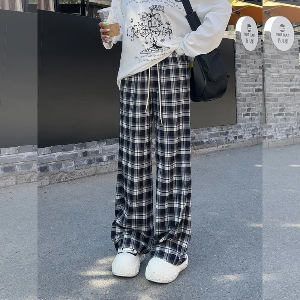 【夏上新】胖mm显瘦洋气格子裤阔腿休闲裤200斤加大码女装_517-GN4