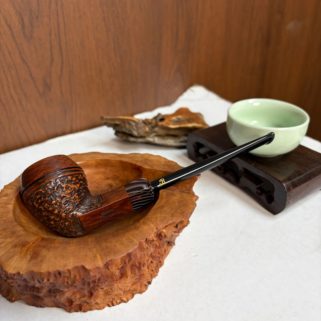 意大利石楠木手工军插牛头烟斗