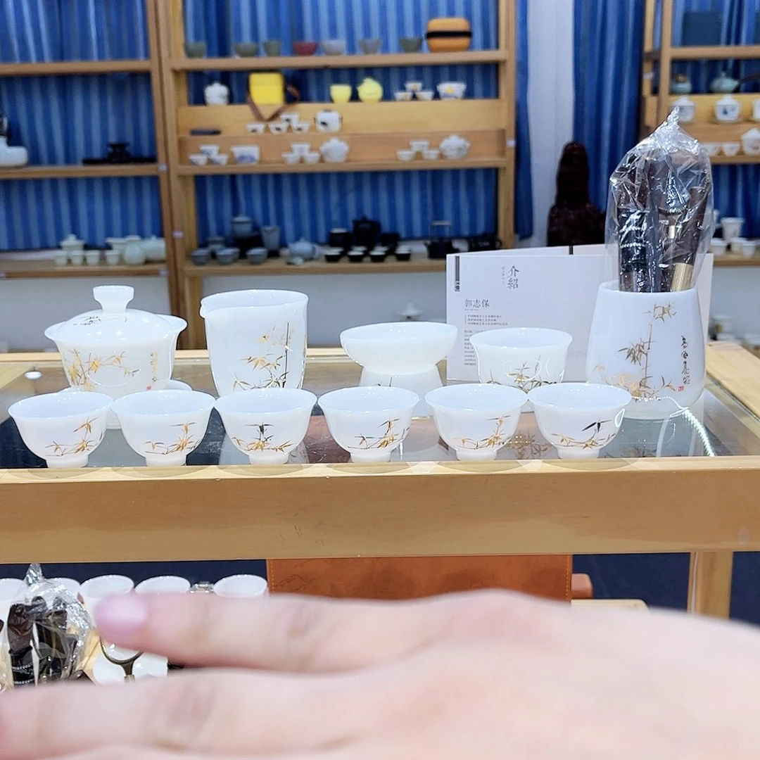 郭老师金竹手绘套装1主人杯➕8客杯➕工厂金竹6君子不带礼盒