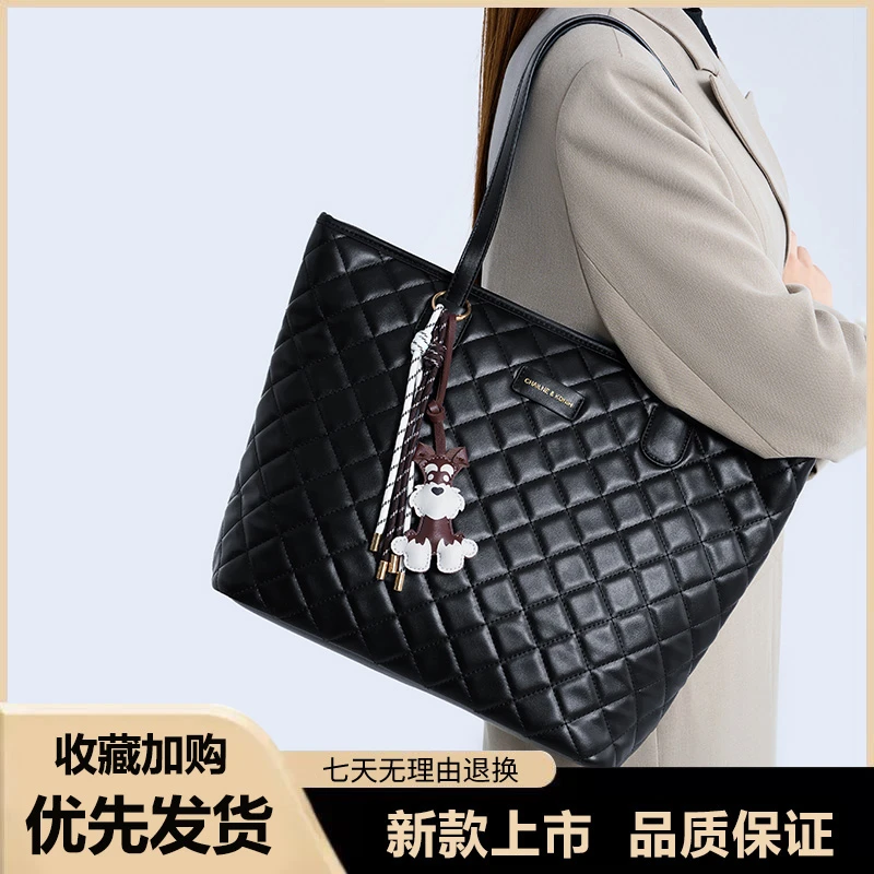 大容量通勤托特包2025新款大气菱格包时尚质感手提单肩包出行百搭