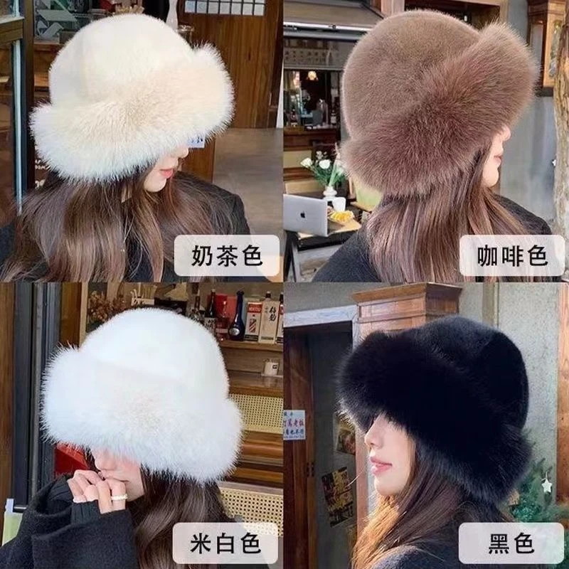 冬季加厚毛绒仿皮毛毛蒙古渔夫帽保暖百搭时尚护耳新款冬季帽子