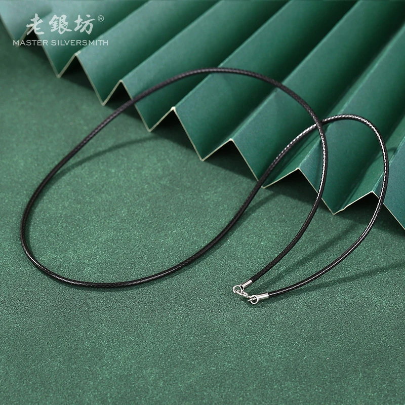 链子925银 扣头挂绳蜡绳项链皮绳0021024