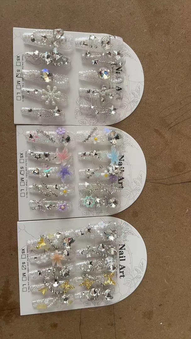 冰透纯欲风轻奢重工可拆卸重复佩戴穿戴甲美甲贴片