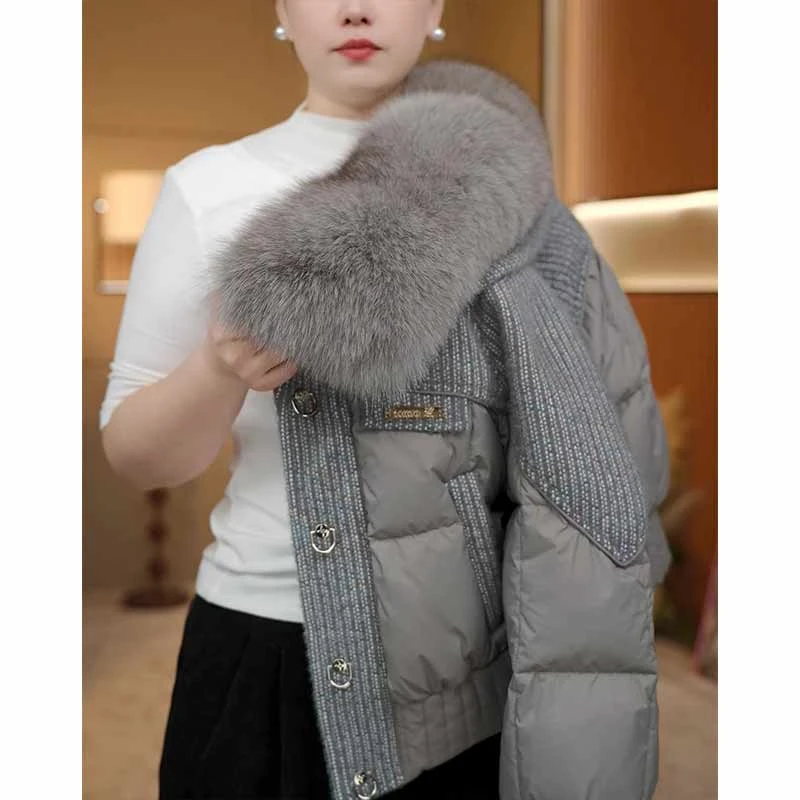 【浪漫情人】彩格圆领短款冬装时尚棉服2026秋冬季新款优雅大气外套