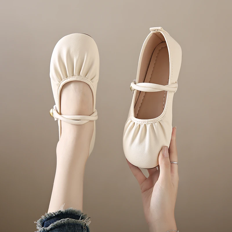 浅口玛丽珍鞋单鞋法式平底女鞋豆豆鞋百搭乐福鞋皮鞋方头