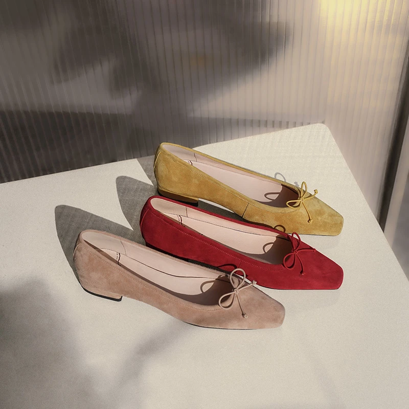 COVONTY「classics」阅历感 蝴蝶结平底芭蕾鞋女小香风单鞋小红鞋