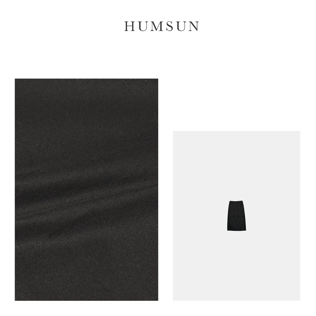 HUMSUN/禾木笙 潮牌双口袋抽绳松紧腰百搭工装半身裙   24A401