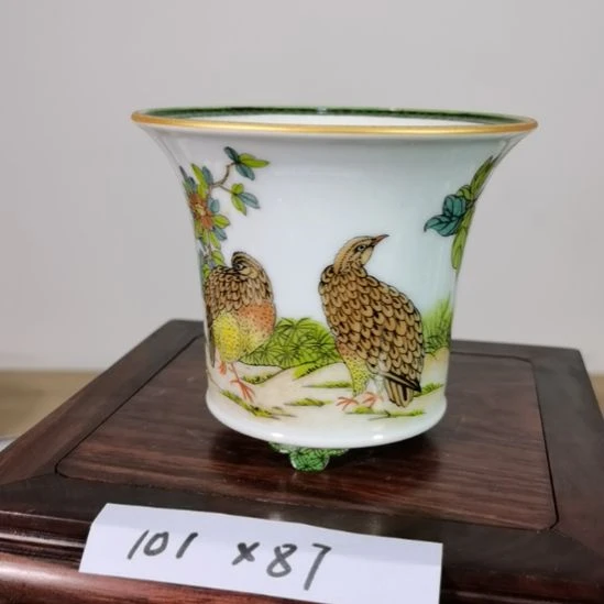 陶手工手绘大德堂釉盆