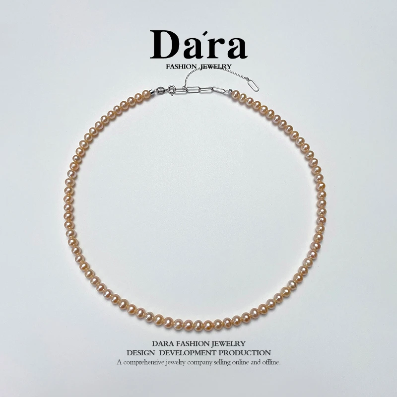 DARA/戴拉【柳总来了】S925银淡水5-6mm正圆微瑕强光中国橙小米链