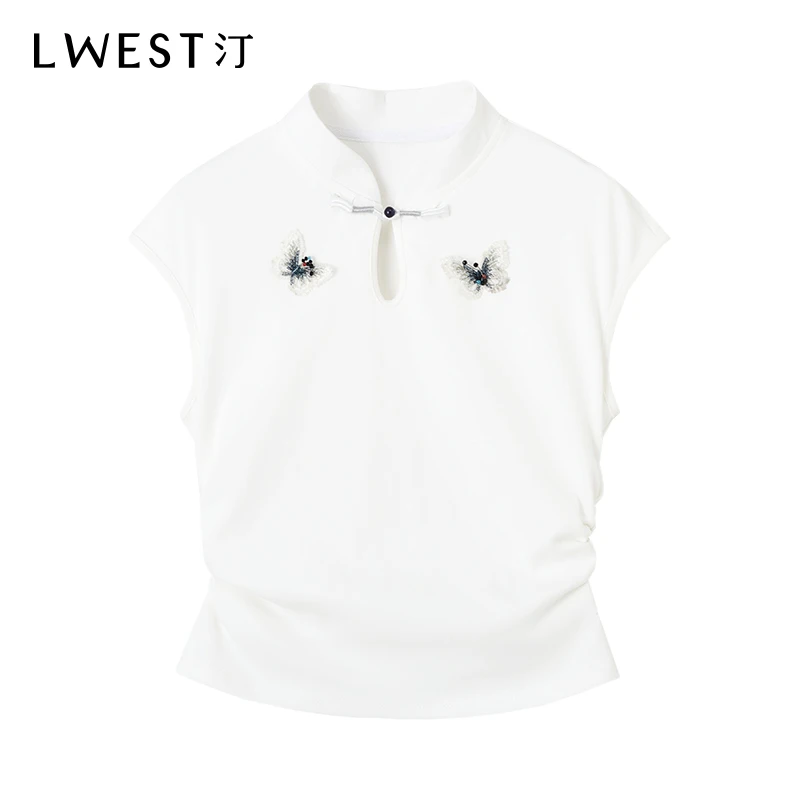 【诗语专属】朗文斯汀精致蝴蝶刺绣盘扣衬衫DZMX4204D12348