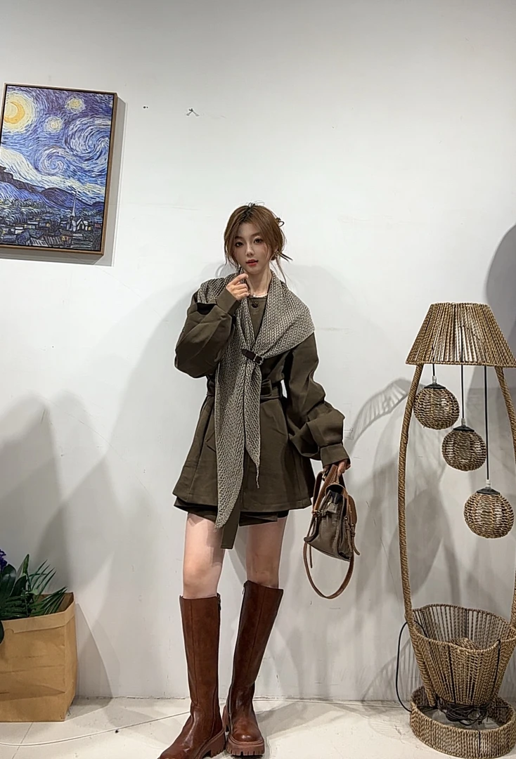 138区8057女士中长款春秋百搭通勤韩版外套