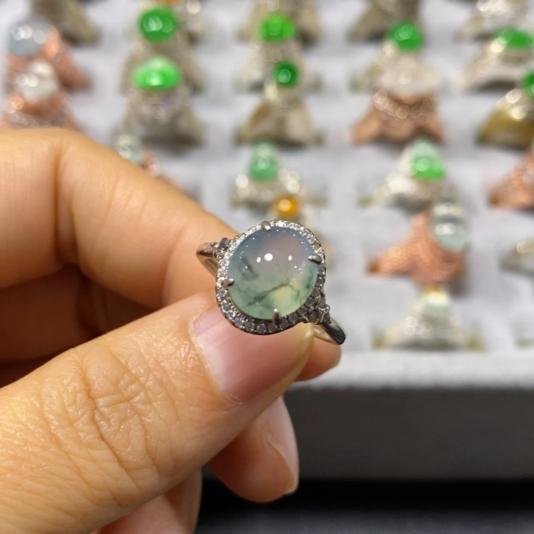 银S925镶嵌戒指翡翠戒指